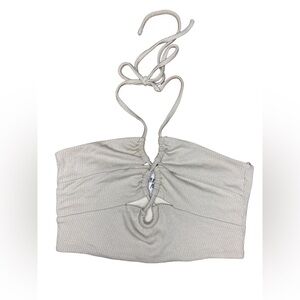 Princess Polly Ribbed Halter Tie Cutout Crop Top Size 4